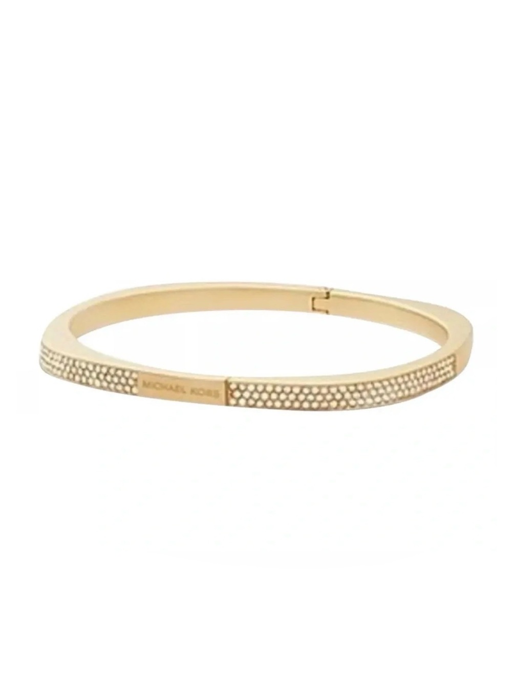 Michael Kors Pave Logo Cushion Hinged Bangle Bracelet, gold tone
